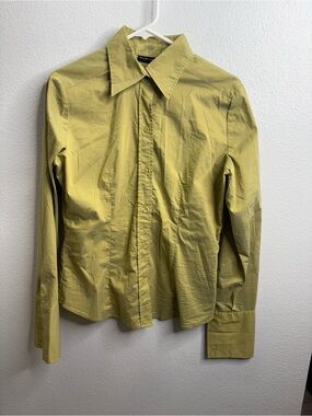 New York & Co Green Button Down Blouse Size Medium
